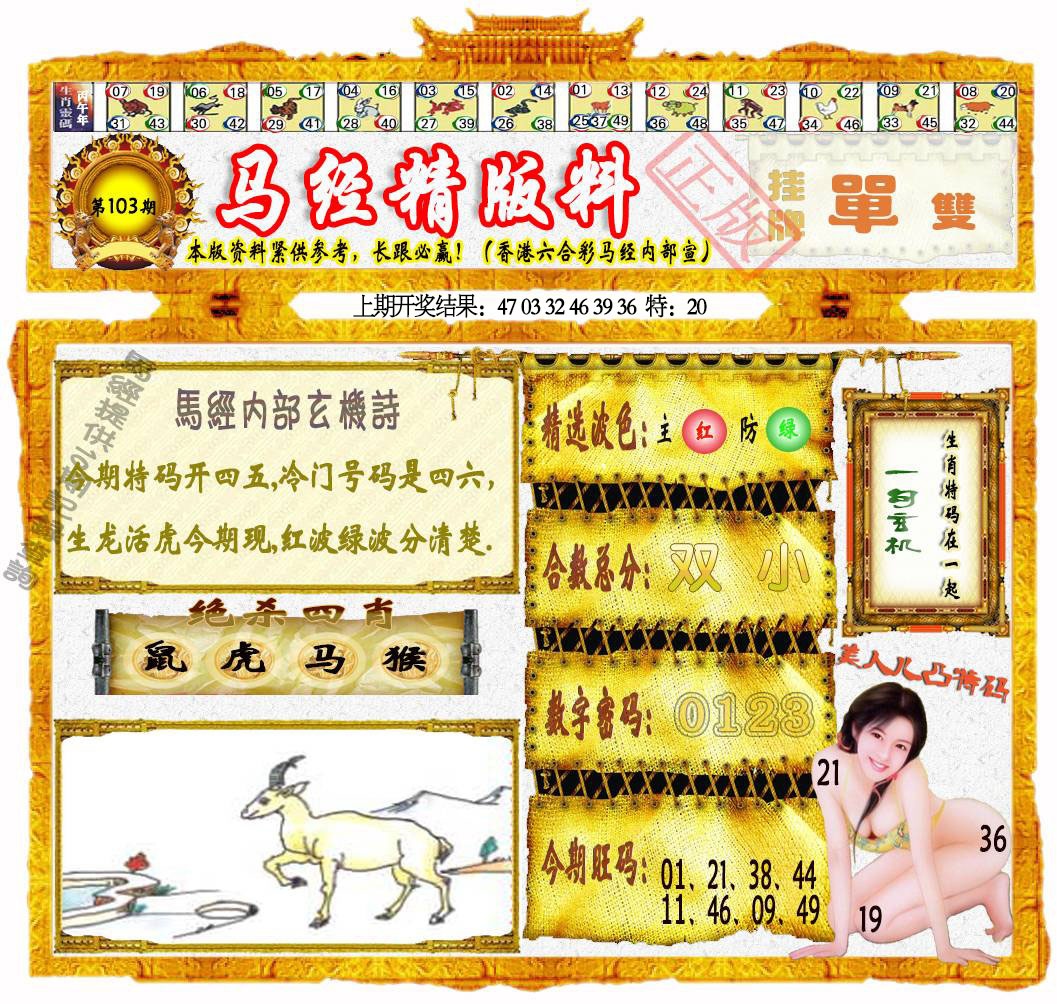 103期马经精版料[图]